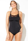Chlorine Resistant Loop Strap Mesh One Piece, BLACK, hi-res image number null