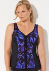 Chlorine Resistant Sweetheart Zip Front Tankini Top, , alternate image number null