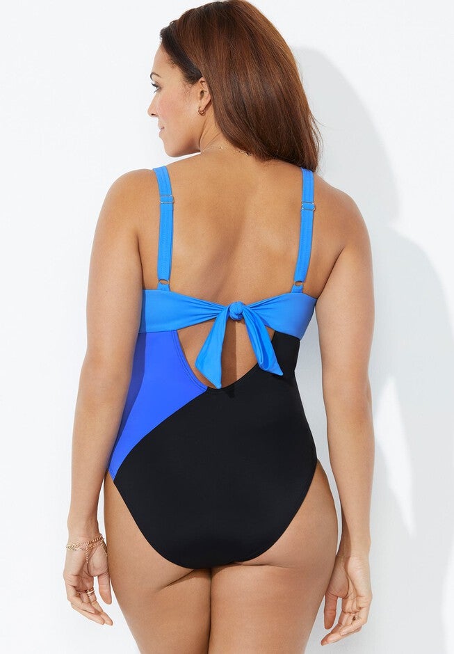 Colorblock One Piece Swimsuit, , on-hover image number 1