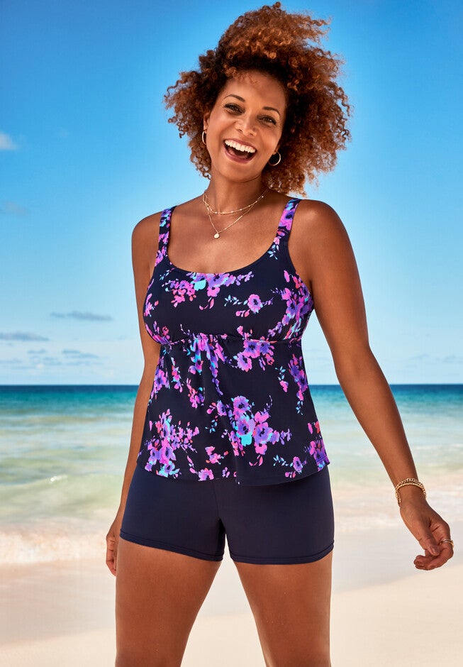 Flared Tankini Set With Boy Short, , hi-res image number null