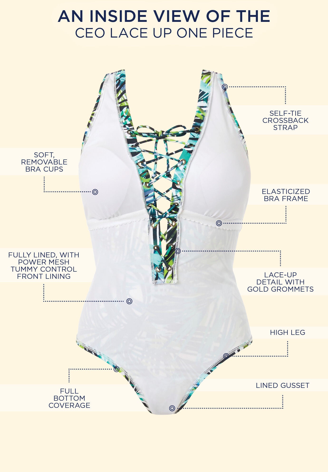 Lace Up One Piece Swimsuit, , on-hover image number 1