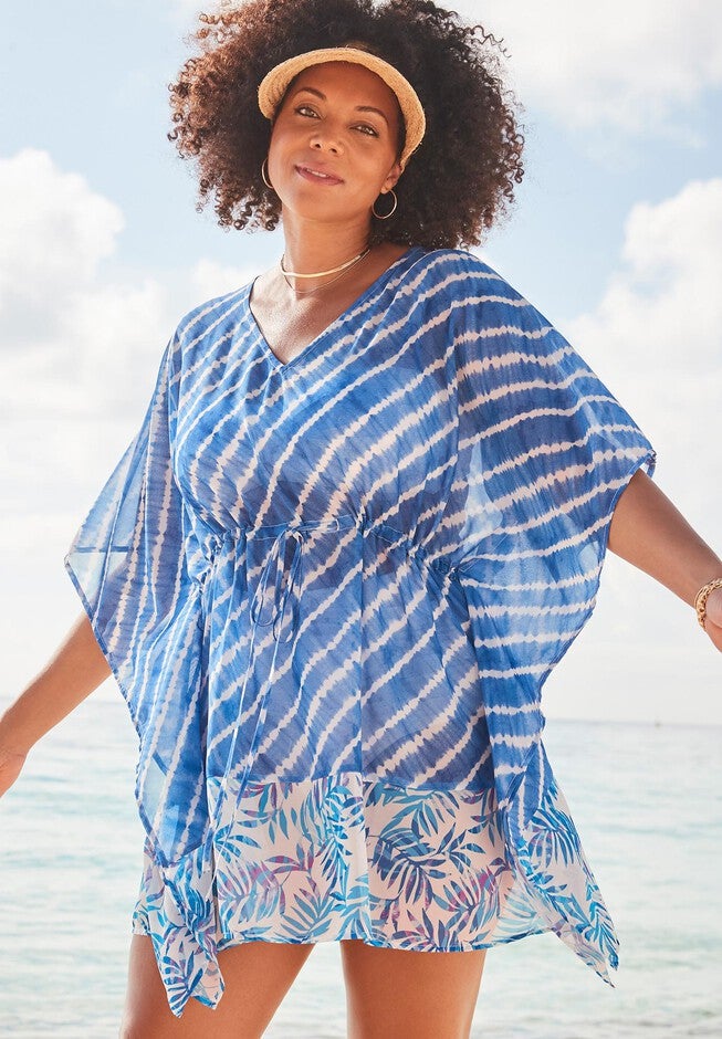 Jade Printed Tunic Dress, BLUE TIE DYE, hi-res image number 0