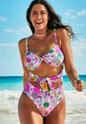 Underwire Tie Front Bandeau One Piece, BRIGHT FLORAL, hi-res image number null