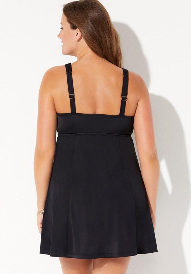 Empire Lattice Trim Swimdress, , on-hover image number null