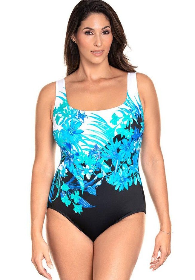 Longitude Scenic Route Tank One Piece Swimsuit, ENGINEERED FLORAL, hi-res image number 0