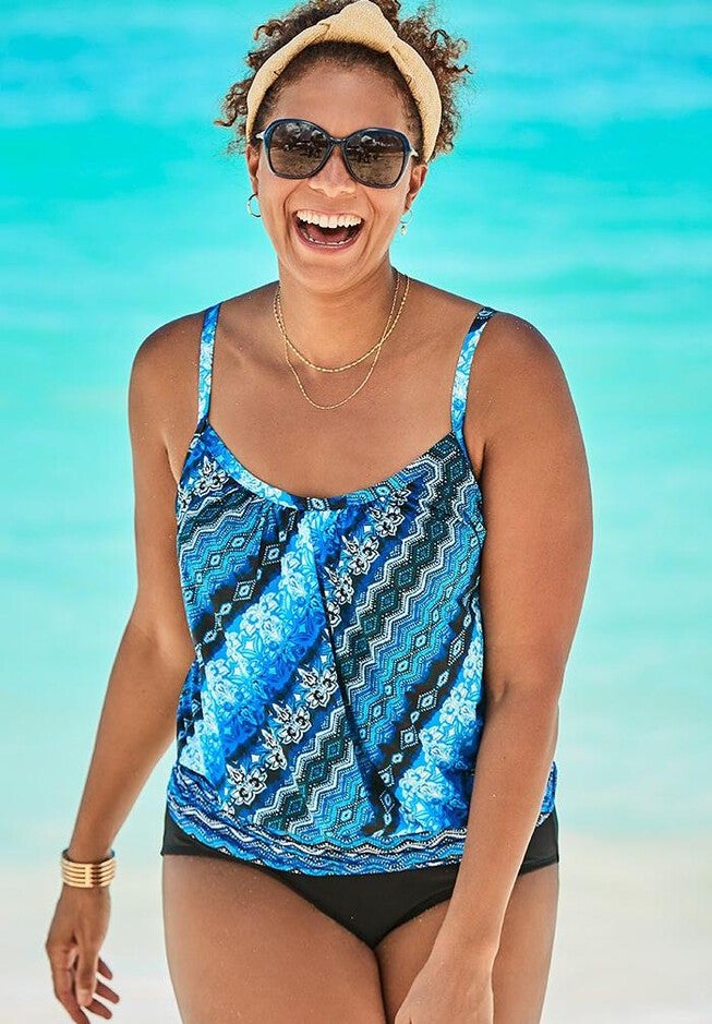 Lightweight Blouson Tankini Set, , hi-res image number 0