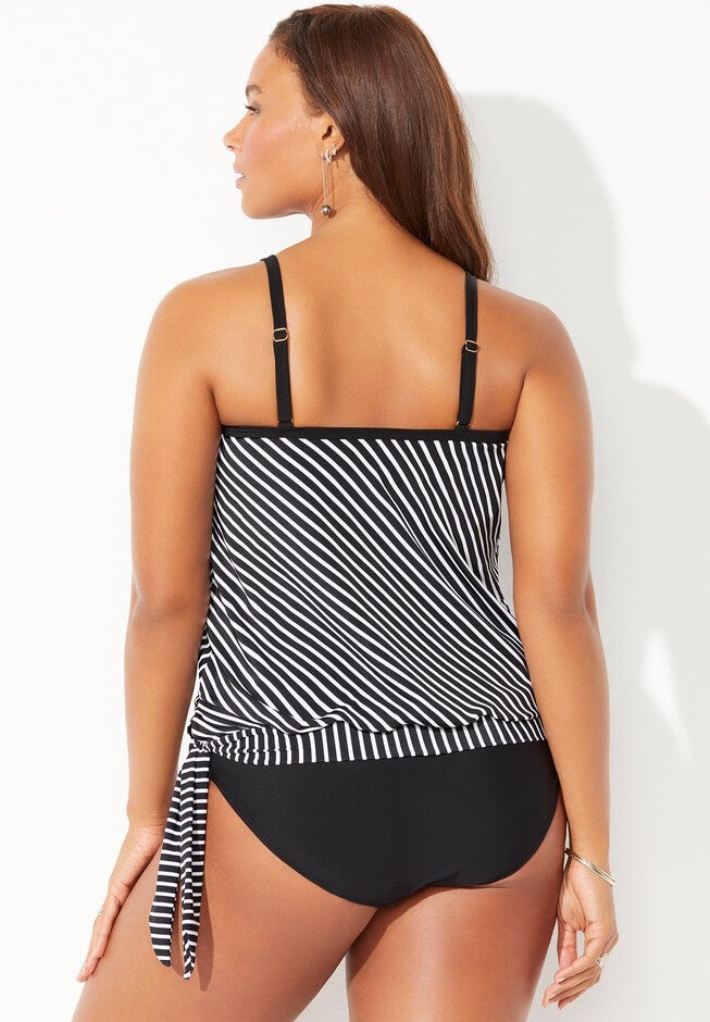 Side Tie V-Neck Tankini Set, , on-hover image number null