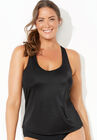 Chlorine Resistant Racerback Tankini Top, BLACK, hi-res image number null