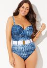 Instincts Belted Underwire One Piece Swimsuit, NAVY SKIN, hi-res image number null