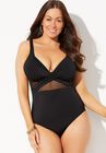 Cut Out Mesh Underwire One Piece Swimsuit, , alternate image number null