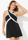 Color Block High Neck Swimdress, , alternate image number null