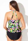 Adjustable High Neck Mesh Tankini Top, , on-hover image number 1