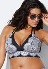 Avenger Halter Bikini Top, BLACK WHITE LACE PRINT, hi-res image number null