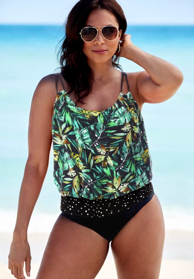Loop Strap Blouson Tankini Set, , hi-res image number null