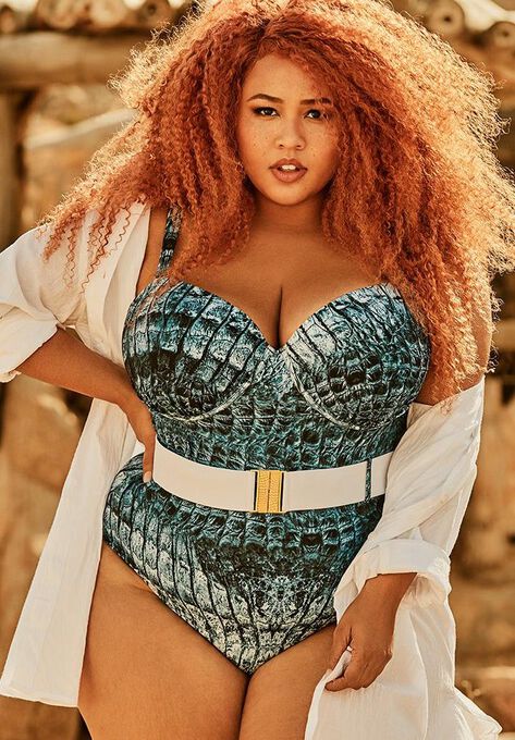 Instincts Belted Underwire One Piece Swimsuit, , alternate image number null