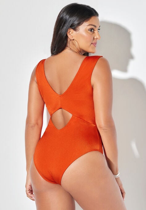 Twist Knot Shimmer One Piece Swimsuit, , on-hover image number null