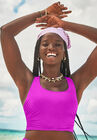 Cropped Racerback Tankini Top, VERY FUCHSIA, hi-res image number null