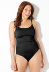 Shirred Slim Strap One Piece, BLACK, hi-res image number null