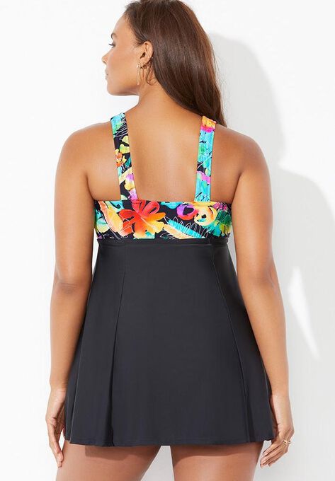Tie Front V-Neck Swimdress, , on-hover image number null