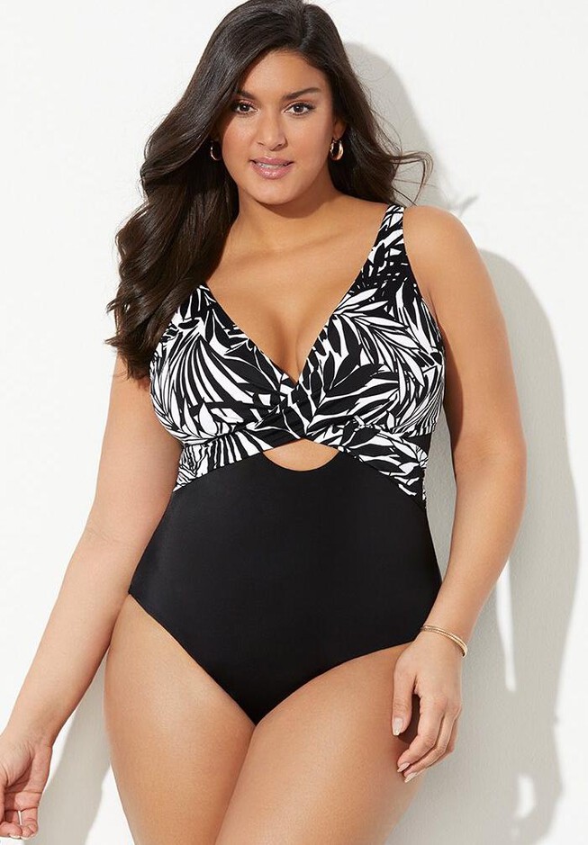 Crossover Cut Out One Piece Swimsuit