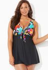 Tie Front V-Neck Swimdress, , alternate image number null