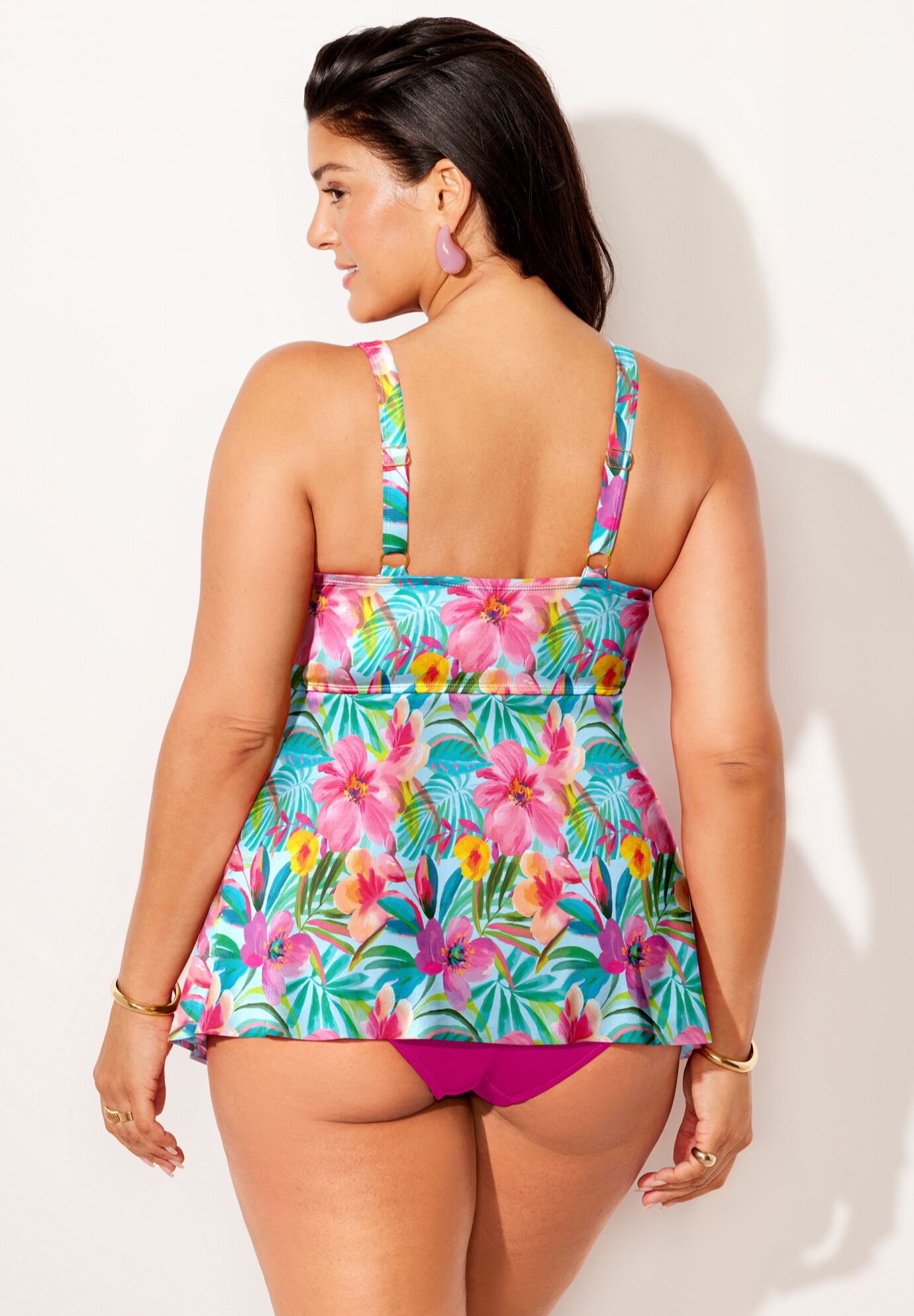 V-Neck Twist Tankini Set With Full Coverage Swim Brief, , on-hover image number null