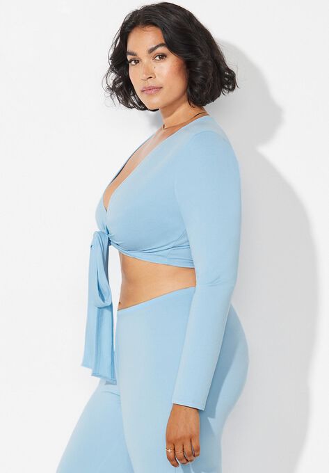 The '70s Tie Front Top, , alternate image number null