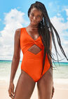Twist Knot Shimmer One Piece Swimsuit, CHILI, hi-res image number null