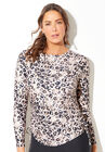 Chlorine Resistant Side-Tie Adjustable Long Sleeve Swim Tee, LEOPARD, hi-res image number null