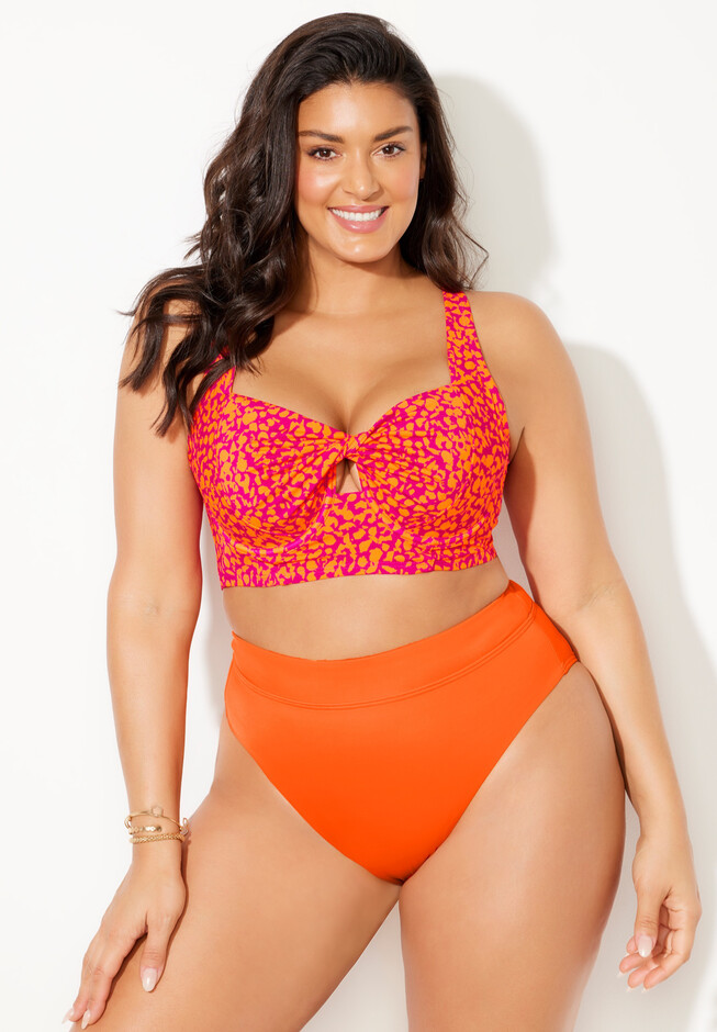 Bra- Sized Twist Front Bikini Set with High Waist Cheeky Brief, , hi-res image number null
