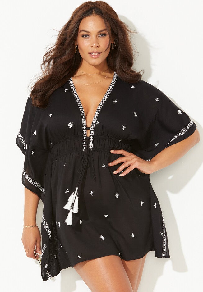 Joanna Open Front Tunic Cover Up, BLACK, hi-res image number 0