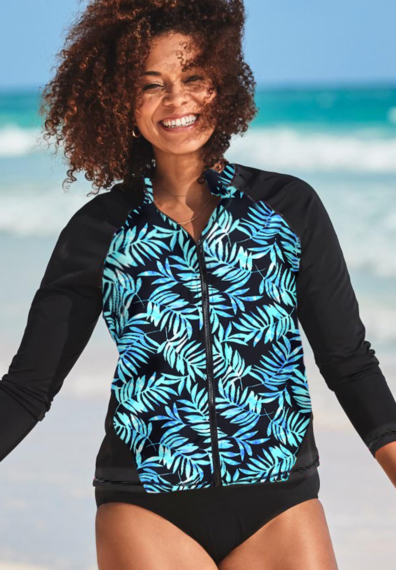 zip front swim shirt