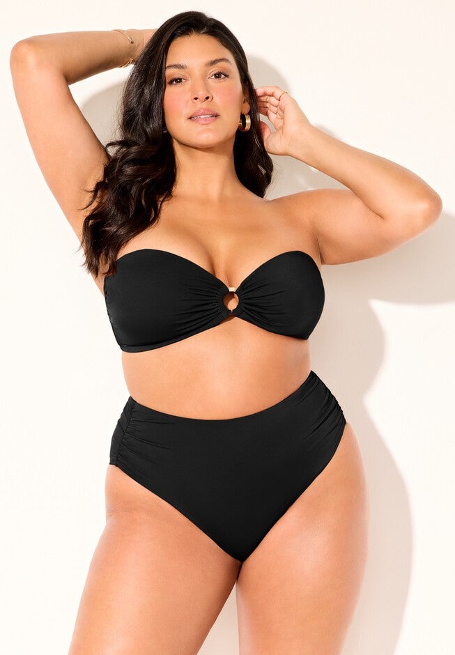 Ruched Ring Bandeau Bikini Set, , alternate image number null