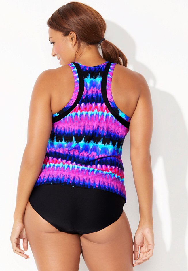 Chlorine Resistant High Neck Racerback Tankini Set, , on-hover image number null