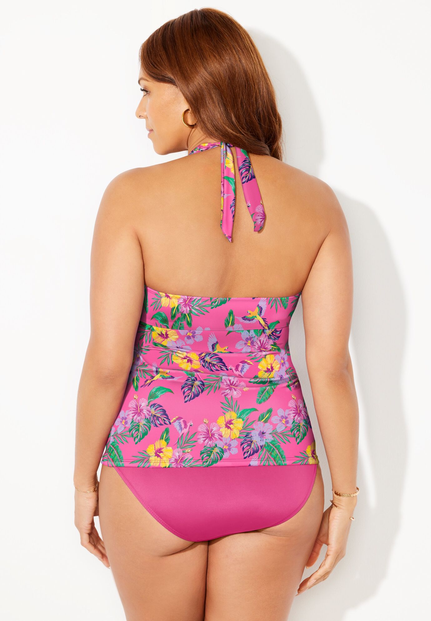 Braid Trim Halter Tankini Set, , on-hover image number null
