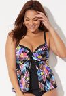 Faux Flyaway Underwire Tankini Top, MULTI LEAVES, hi-res image number null