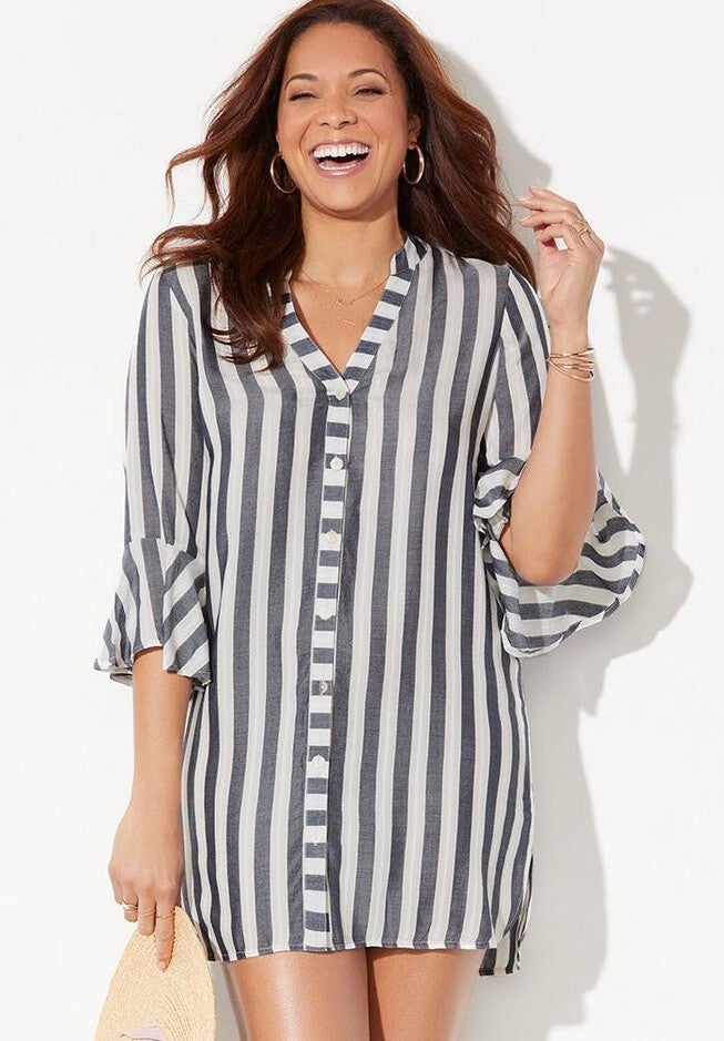 Sandra Button Up Cover Up Shirt, , alternate image number 4