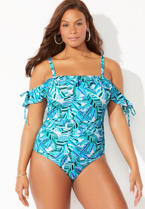 Bandeau Ruffle One Piece Swimsuit, , alternate image number null