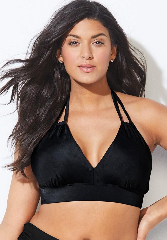 Loop Strap Halter Bikini Top, BLACK, hi-res image number null