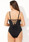 Underwire Lace Up One Piece Swimsuit, , on-hover image number null