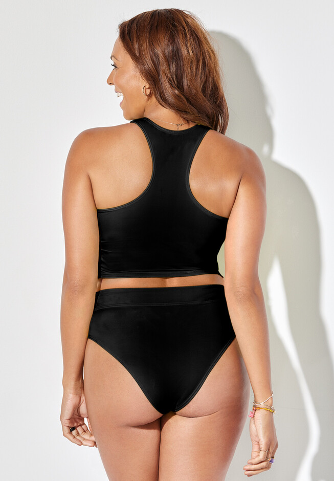 Cropped Racerback High Waist Tankini Set, , on-hover image number null