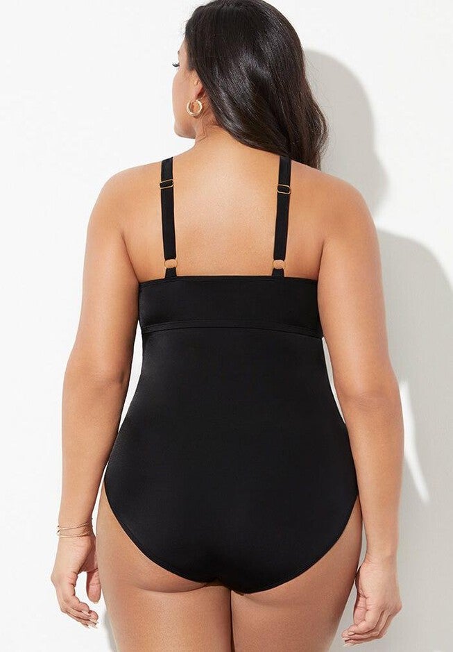 Crossover Cut Out One Piece Swimsuit, , on-hover image number 1