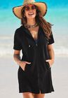 Alana Terrycloth Cover Up Hoodie, BLACK, hi-res image number null