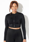 Long Sleeved Cropped Zip Tee, BLACK, hi-res image number null