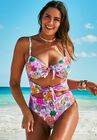 Underwire Tie Front Bandeau One Piece, , alternate image number null