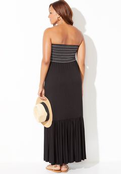 Karlie Smocked Bandeau Maxi Dress Cover Up, , on-hover