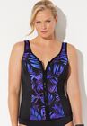Chlorine Resistant Sweetheart Zip Front Tankini Top, , alternate image number null
