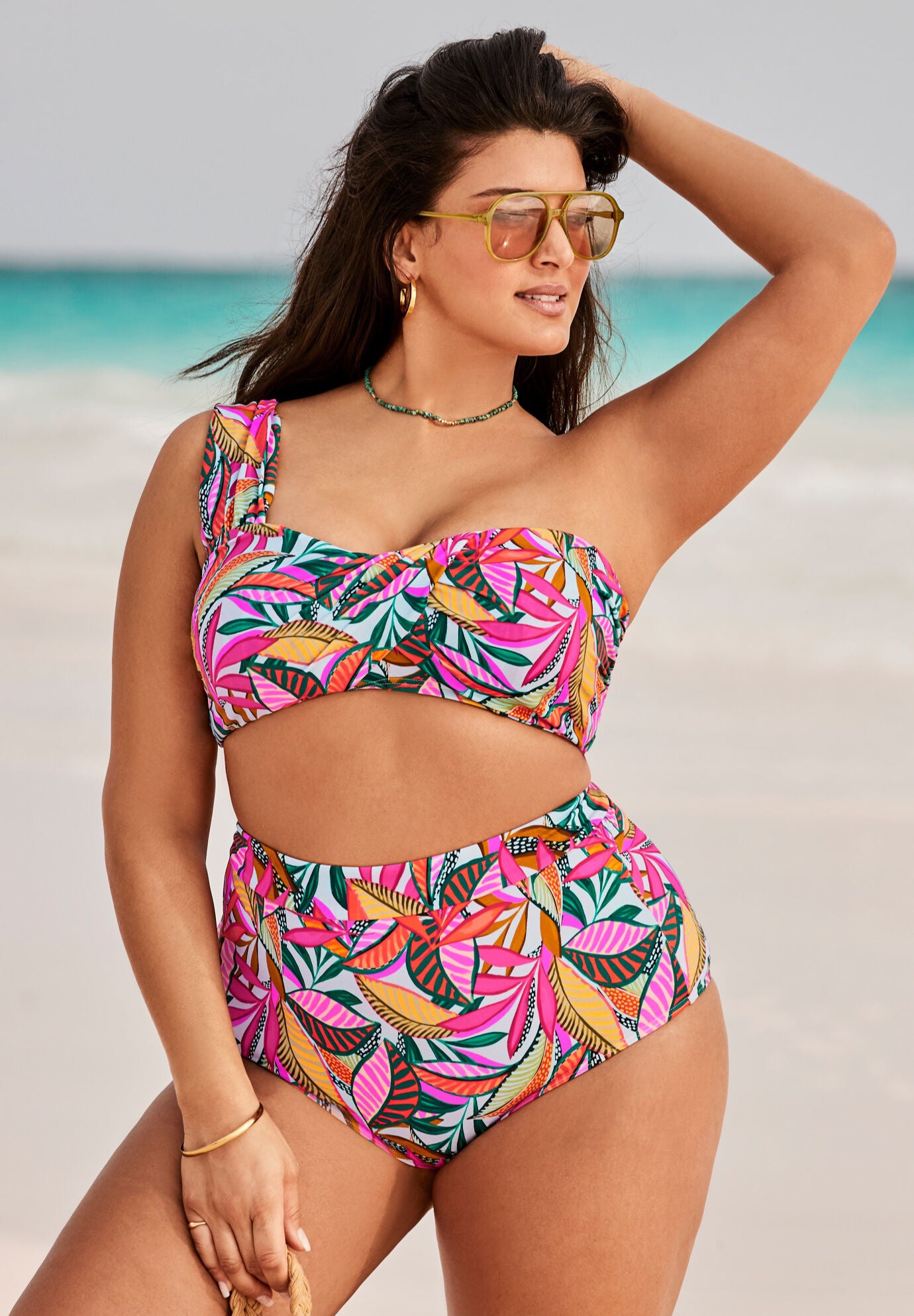 One Shoulder Bandeau Bikini Set, , hi-res image number 0