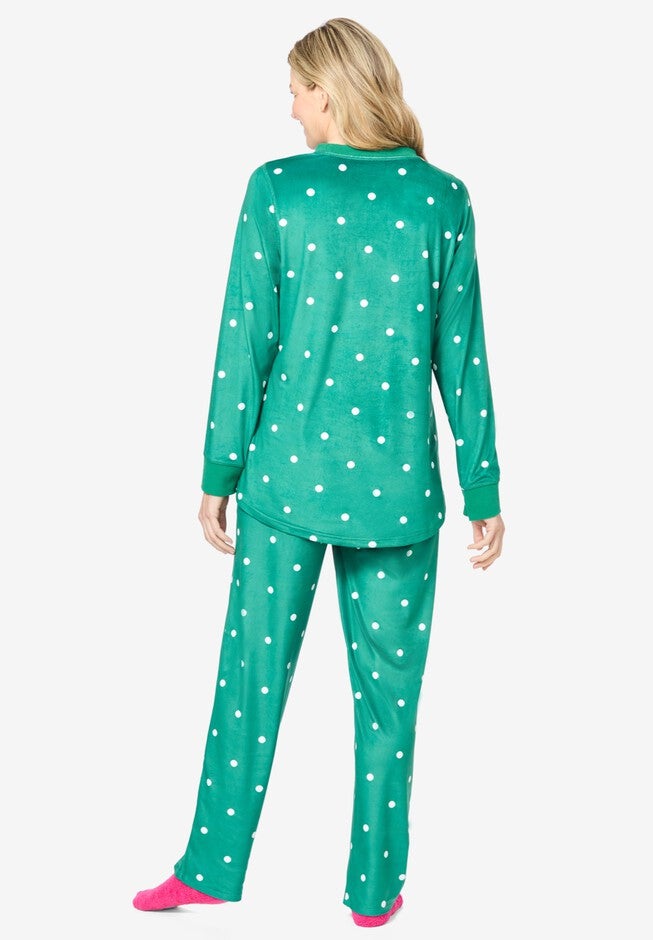 Dreams & Co. ® Velour Pajama with FREE Fuzzy Socks, , on-hover image number null