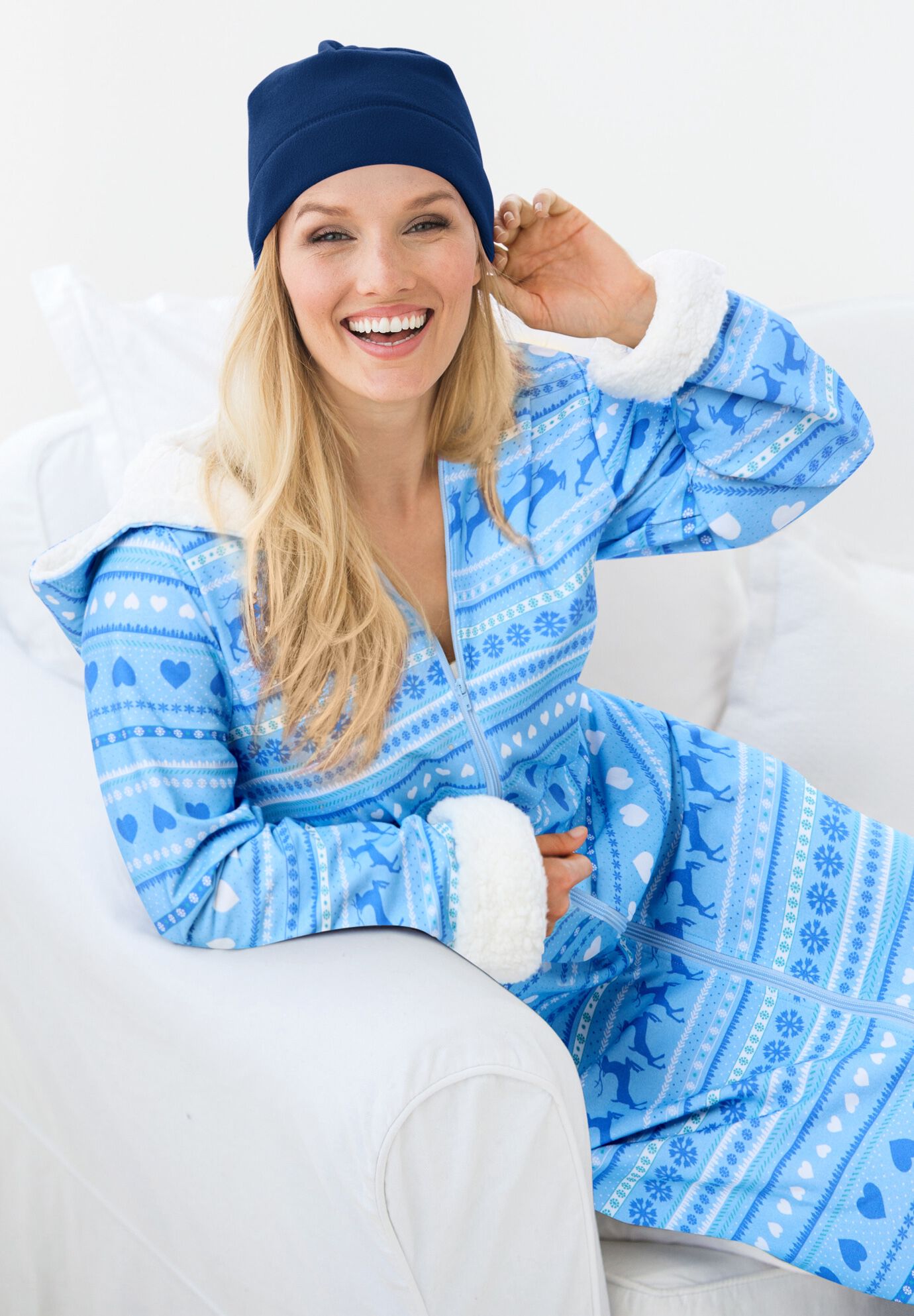 Sherpa-Lined Long Hooded Robe, , alternate image number 4